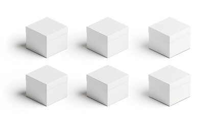 Mockup of six white boxes