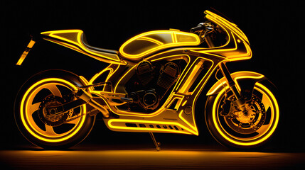 motorcycle neon technology on dark background