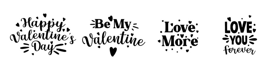 Set of lettering for Valentine's Day celebration vector