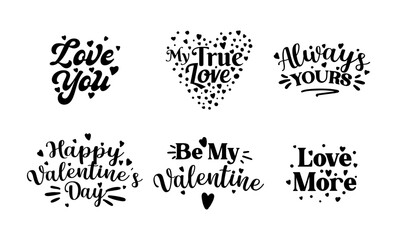 Set of lettering for Valentine's Day celebration vector