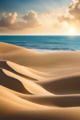 Fototapeta na wymiar Serene Dunes Overlooking Ocean at Sunrise