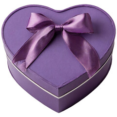 Elegant lilac box in the shape of a heart, top view