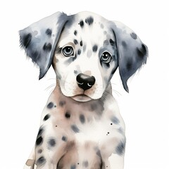 Dalmatian. Realistic watercolor dog illustration. Funny doggy drawing template. Art for card, poster and other. Illustration of dog on white background