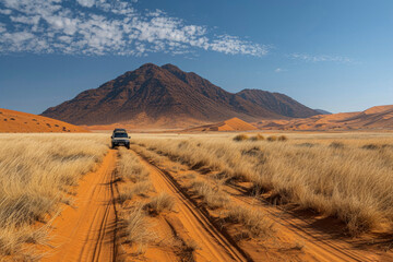 sandy track in the namib rand nature reserve, namib desert, namibia. - obrazy, fototapety, plakaty