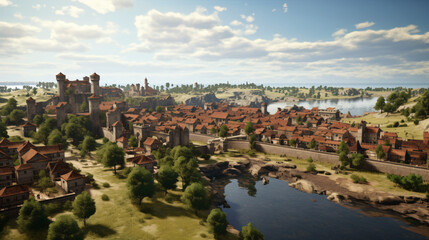 Fototapeta na wymiar Aerial view of an ancient medieval city