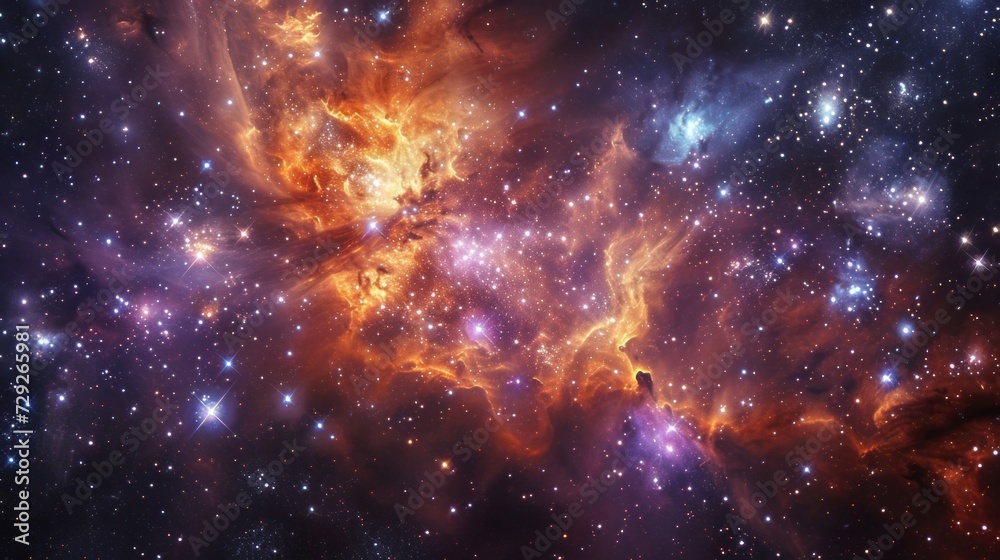 Fototapete realistic depiction of the coma star cluster, focusing on its sprawling arrangement of stars and ope