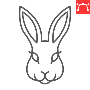 Rabbit line icon, Easter and animal, bunny face vector icon, vector graphics, editable stroke outline sign, eps 10.