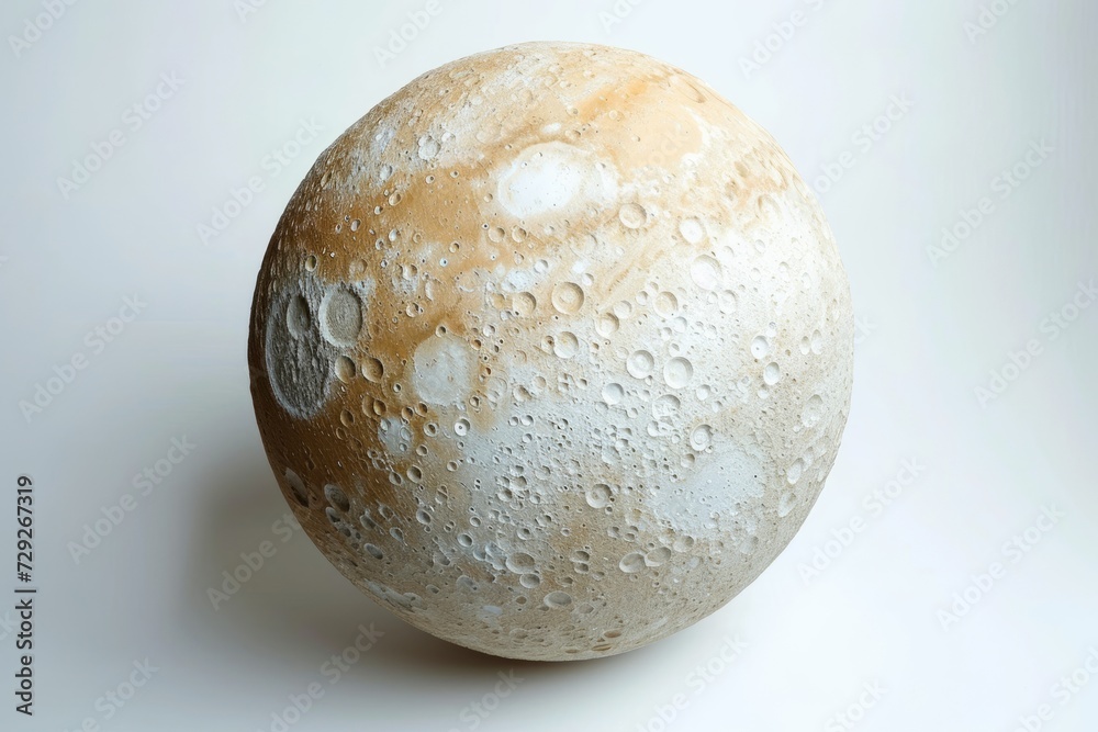Poster realistic portrayal of callisto, one of jupiter's moons, exhibiting its heavily cratered surface aga