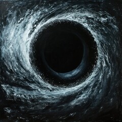 Fototapeta premium Black hole in space with natural looking fiction and fantasy graphics astronomy science graphics, exploration of the solar system of the universe, great for technology, blogs, websites. Generative ai