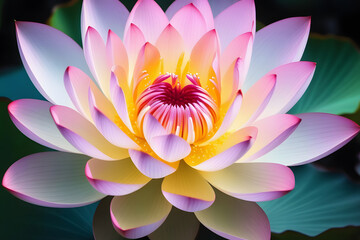 Close-up of a lotus flower on a lake - obrazy, fototapety, plakaty