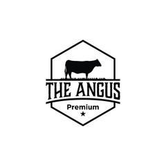 Cattle Angus Beef Emblem Label Livestock logo design vector