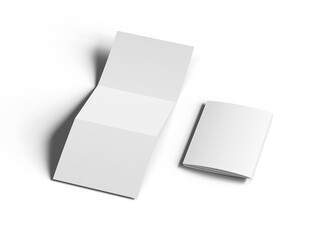 Blank Tri-fold US letter size 8.5x11 inc brochure 3d render on transparent background