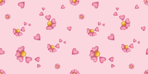 Seamless pattern. Valentine flower on the pink background