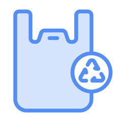 Recycleable pastic bag icon with lineal color style