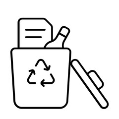 Recycle trash bin icon with thin line style