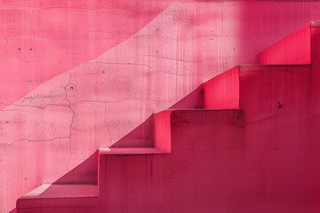 Naklejka premium Worn pink staircase against a textured wall