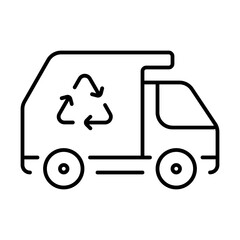 Garbage truck icon with thin line style