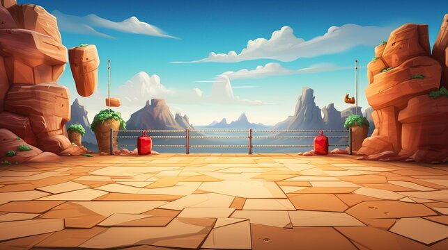 empty background 3D cartoon a fighting platform