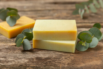 Soap on a texture background. Soap with eucalyptus extract and natural herbs on a white background....
