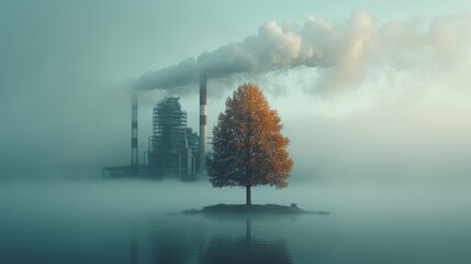 ECO power plant with trees for sustainable energy savings and eco-friendliness.