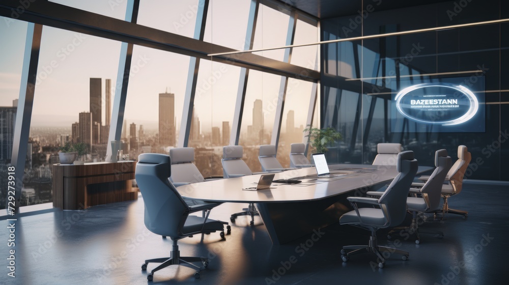 Aufkleber sophisticated conference room with high-tech presentation facilities. generative ai