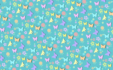 butterfly soft color seamless pattern 
