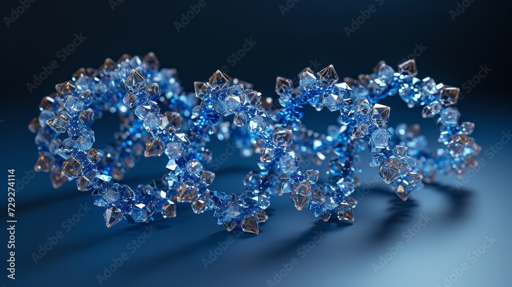 Aufkleber a three-dimensional polygonal wireframe illustration of a dna molecule with a spiral helix on blue. 