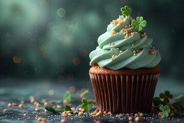 St. Patrick´s day green muffin with clover
