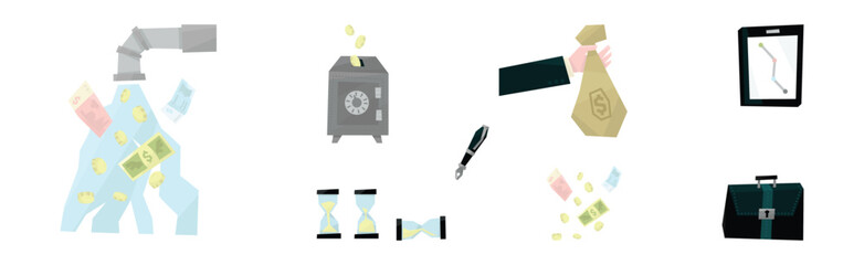 Finance Flat Icon and Object Colorful Vector Set