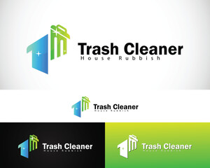 junk remove logo creative concept trash cleans home icon design modern