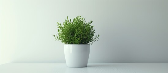 Place a potted plant on a white surface.