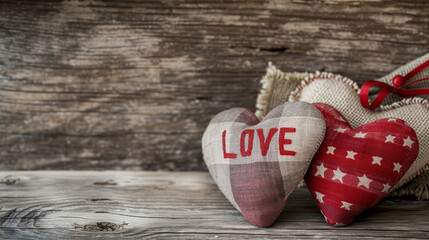 Valentine's Day hearts on wooden background - 729278587