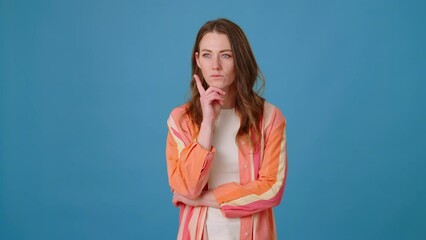 Brunette woman thinking and going through different thoughts