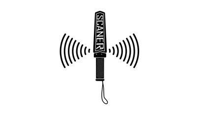 hand held metal scanner, black isolated silhouette 