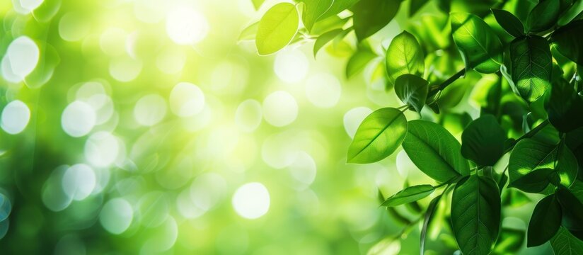 Abstract blur green foliage and beauty natural leaf background. AI generated image