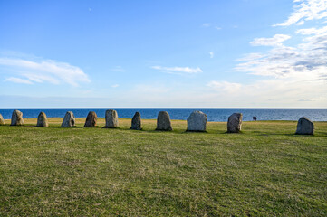 Stone circle Ales stenar in Sweden as one of the largest preserved ship settlements in Scandinavia...