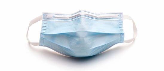 Isolated surgical mask on white background with clipping path, protection against viruses and bacteria, air pollution, and environmental concept.