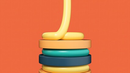 Looped animation of a cartoon cake on a bright background.