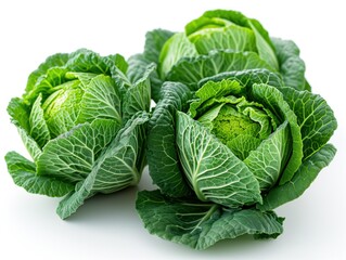 Obraz premium cabbage heads on a white background