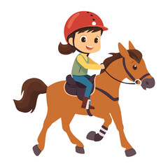 A cute girl Riding a Horse