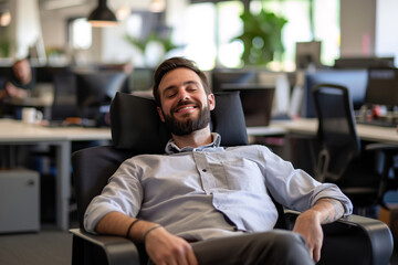 Beaming Employee Embraces Positivity in the Office Environment