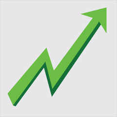 Growing business green arrow on white, Profit green arrow, Vector illustration. Business concept, growing chart. Concept of sales symbol icon with arrow moving up. .chart going up sign.