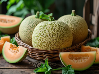 ripe melon  in rustic style