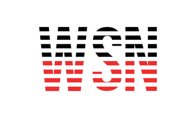 WSN three initial letter iconic line negative space minimal logo design vector template. monogram, abstract, wordmark, business, typography, minimalist, brand, company, flat, modern, unique, simple