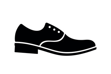 shoe silhouette, simple black icon, leather footwear logo, vector illustration