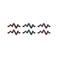 Pixel art stroke sets icons of heart rate wave logo variations in color. heart rate icon in pixelated style. 8-bit Illustration,for design asset elements, game UIs, and mobile apps icon collection.