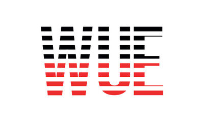 WUE three initial letter iconic line negative space minimal logo design vector template. monogram, abstract, wordmark, business, typography, minimalist, brand, company, flat, modern, unique, simple