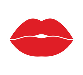 red lips flat icon, kiss symbol, simple design element