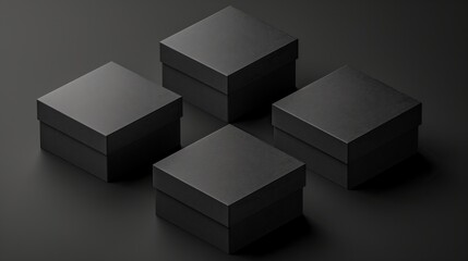 Mockup of four black boxes