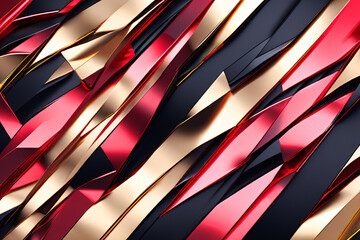 Wallpaper bunter Hintergrund abstrakte Formen schwarz, rot, gold, Metalle Aluminium Stahl geb&uuml;rsted mit Chrom